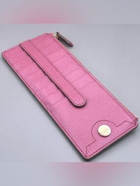 Lodis Exotic Leather Long Stacker Under Lock/Key RFID Slim Card Case Wallet Pink